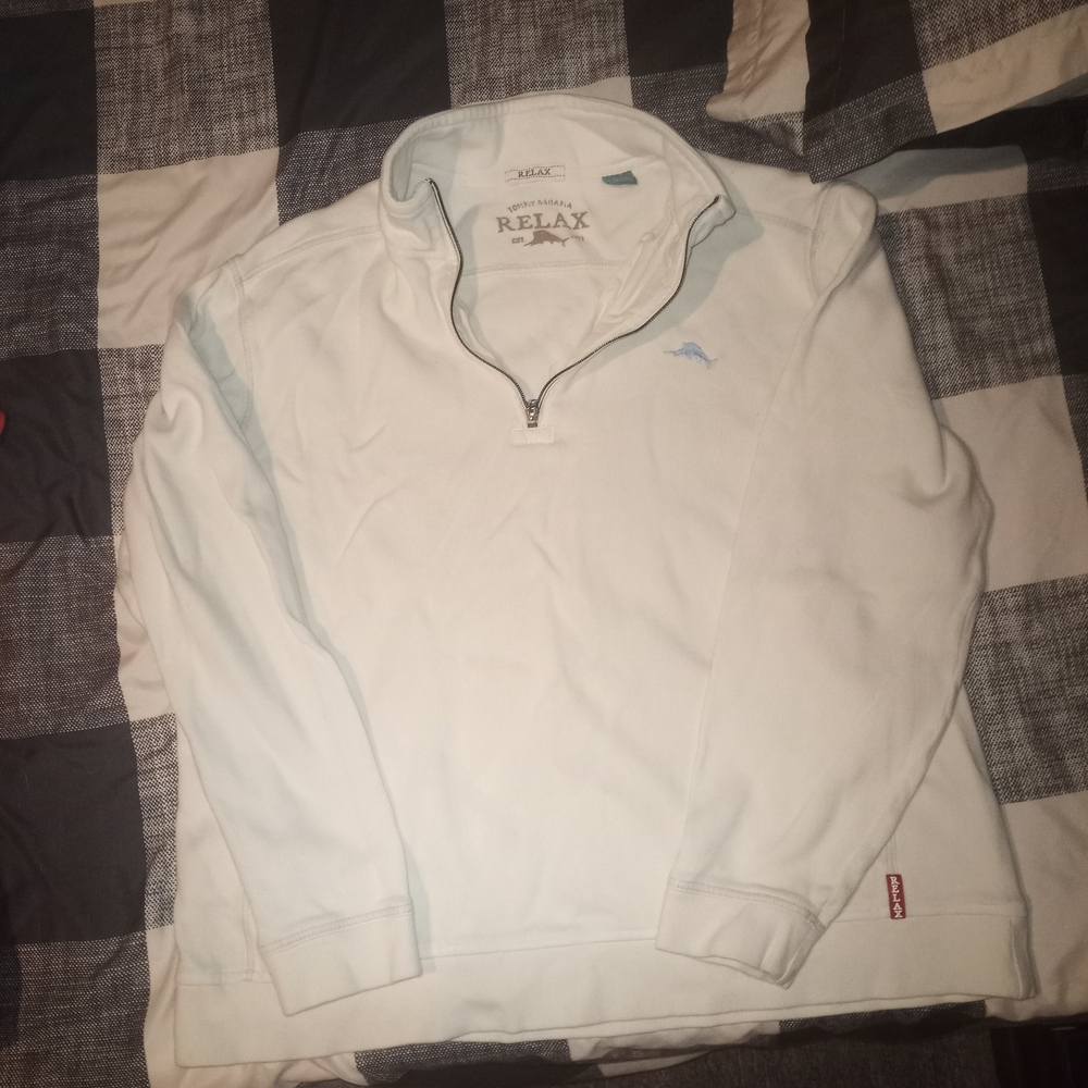 Tommy Bahama Off-White Zip-Up Sweater